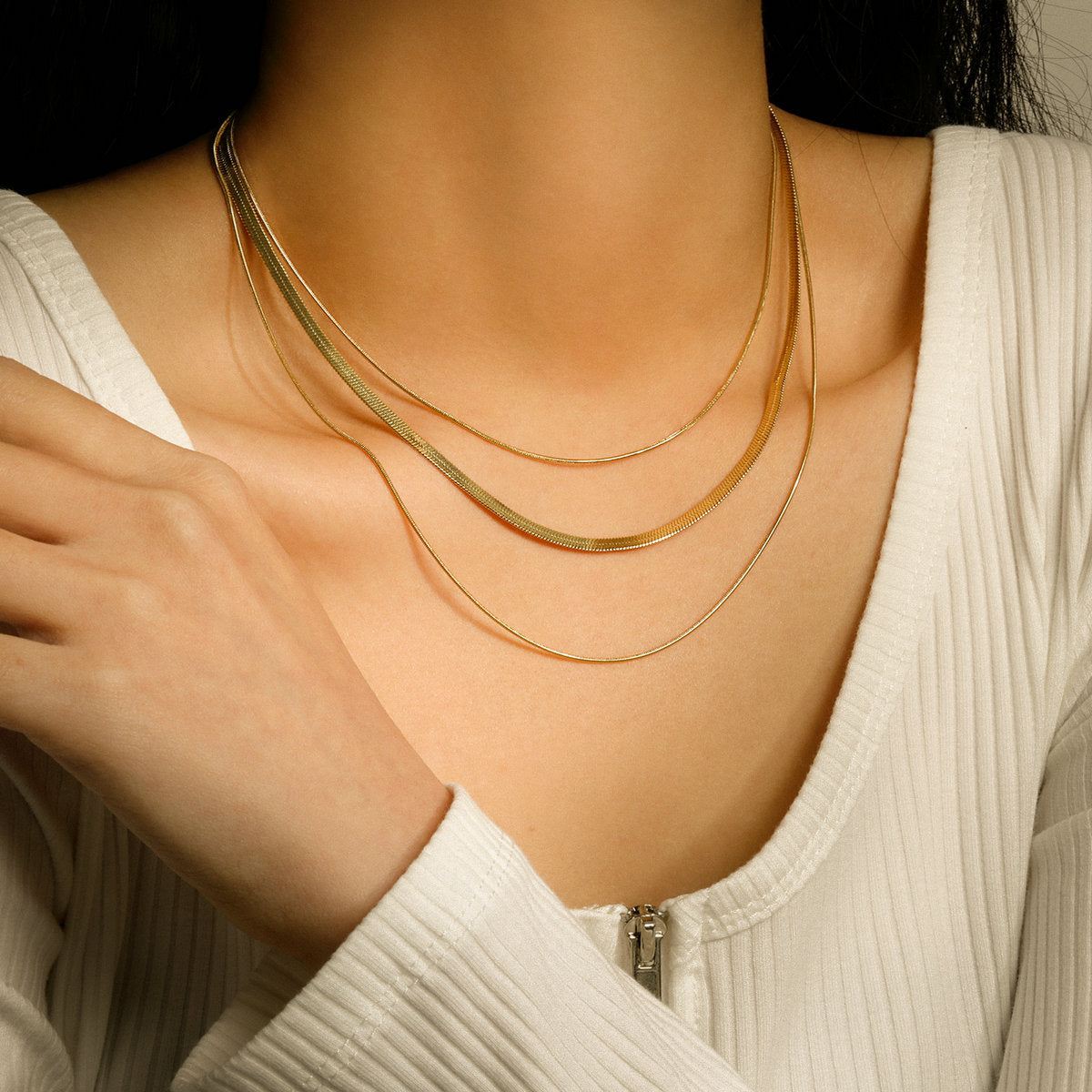 Trio Layered Gold Necklace | Waterproof Hypoallergenic Stainless Steel 1