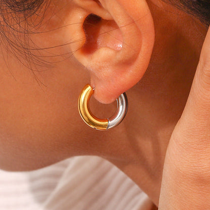 Two-Tone Hoop Earrings | Ethically Sourced Stainless Steel with 18k Gold Finish 1