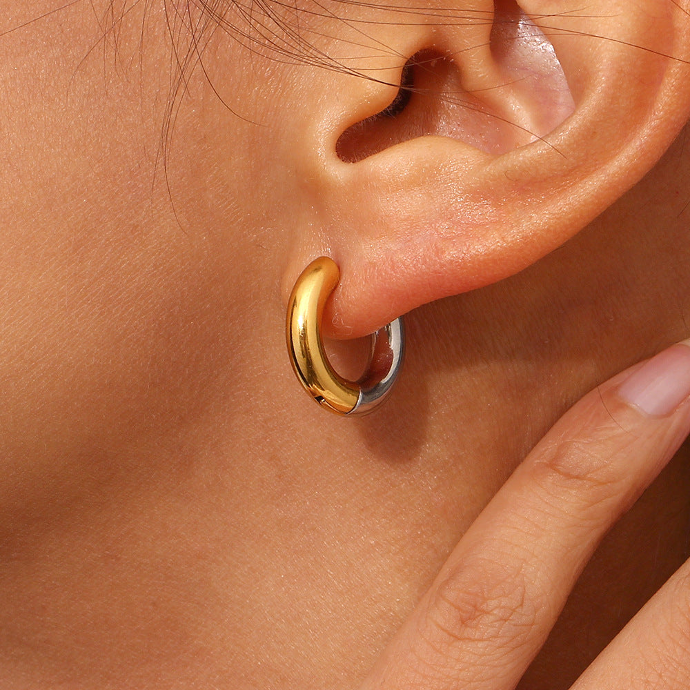 Two-Tone Hoop Earrings | Ethically Sourced Stainless Steel with 18k Gold Finish 2