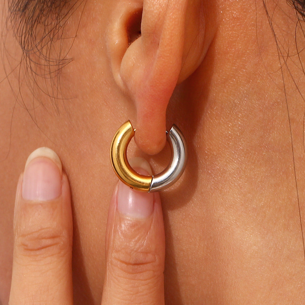 Two-Tone Hoop Earrings | Ethically Sourced Stainless Steel with 18k Gold Finish 3