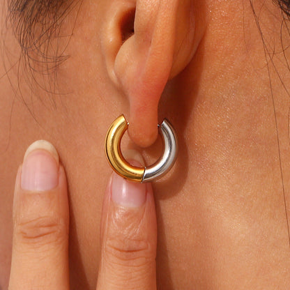 Two-Tone Hoop Earrings | Ethically Sourced Stainless Steel with 18k Gold Finish 3