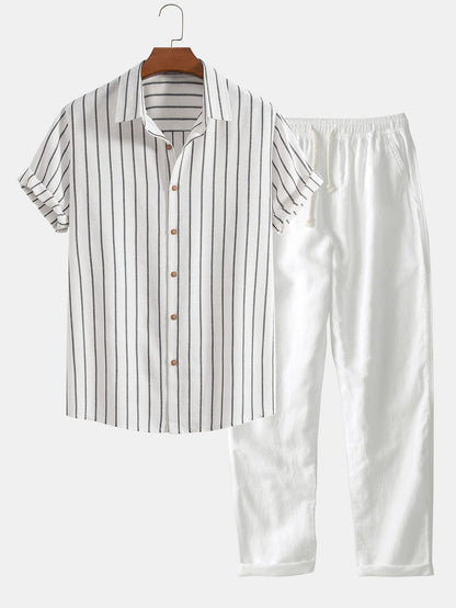 Two Piece Set | Stylish Striped Shirt with Drawstring Pants for Women 1