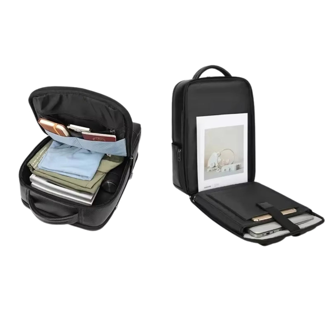 Leather Travel Backpack | Genuine Leather with Laptop Compartment and USB Charging Port 3