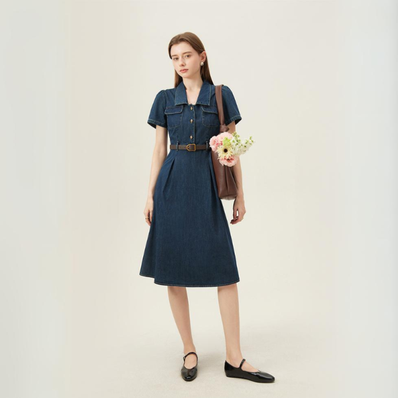Short Sleeve Denim Dress
