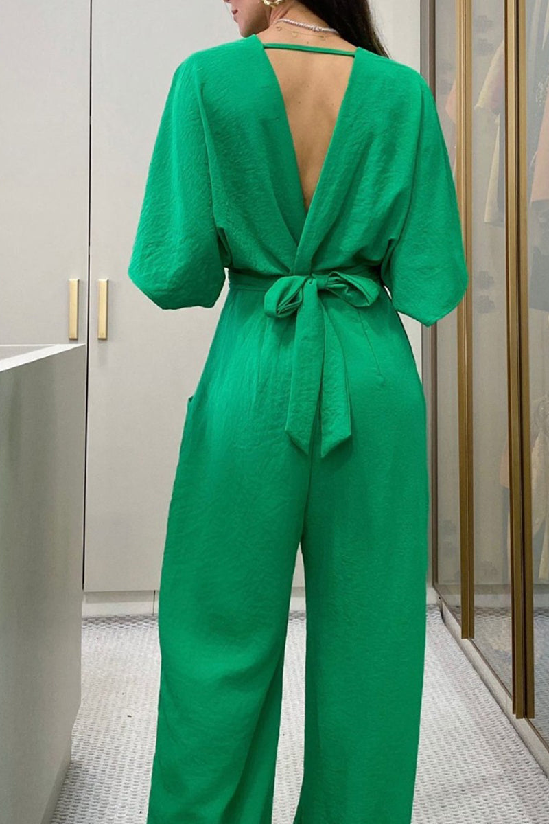 V-Neck Silky Jumpsuit 4