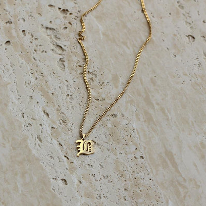 Vintage English Letter Necklace | Lightweight Chunky Chain with Custom Initial 3