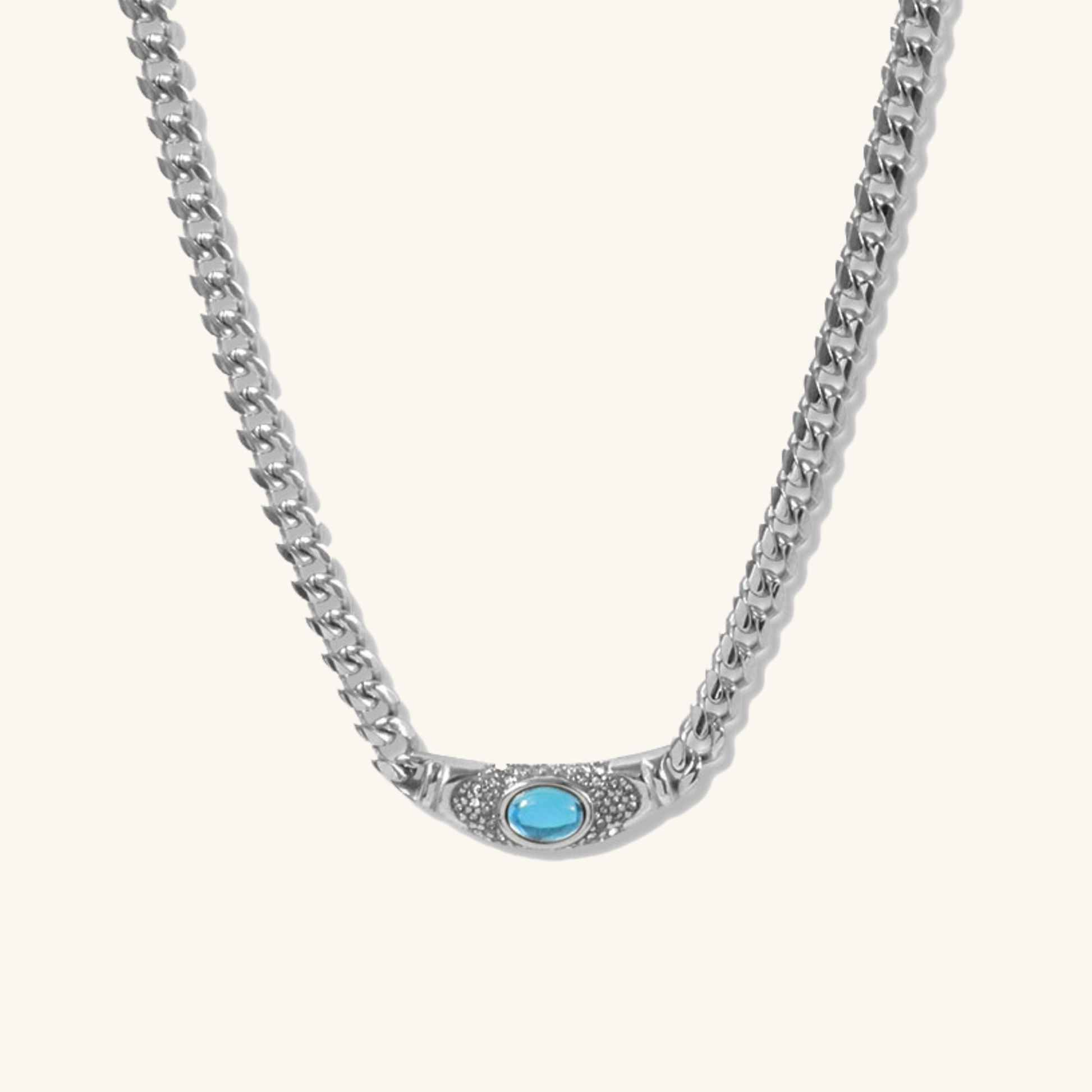 Vintage Necklace | 18K Waterproof Gold with Gemstone Simulant Pendant 10