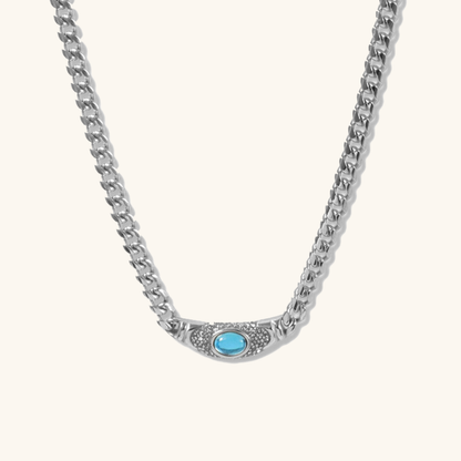 Vintage Necklace | 18K Waterproof Gold with Gemstone Simulant Pendant 10