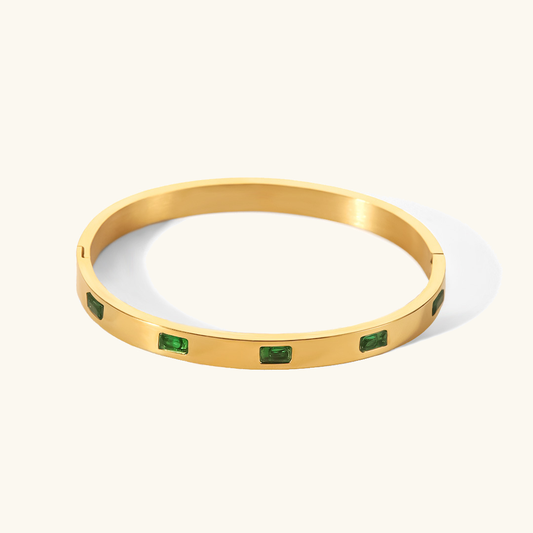 Waterproof Gold Bangle Bracelet | Hypoallergenic with Diamond Simulants 0