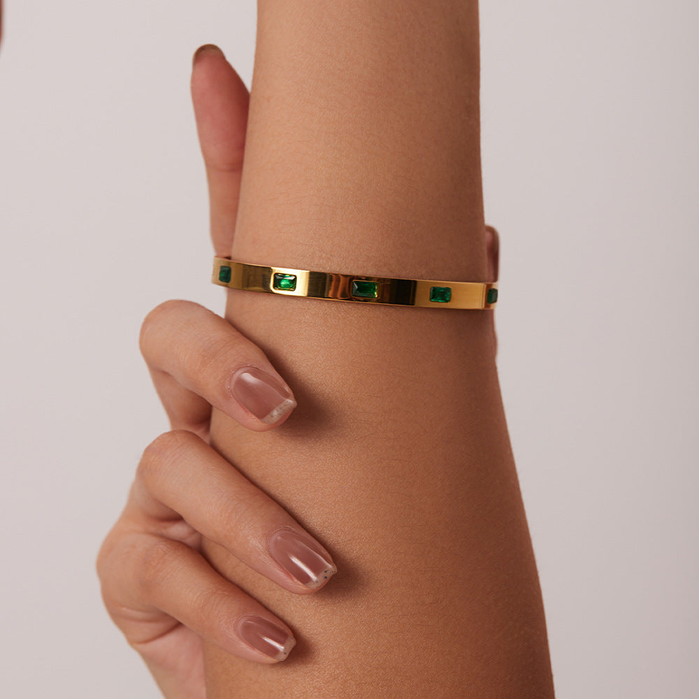 Waterproof Gold Bangle Bracelet | Hypoallergenic with Diamond Simulants 1