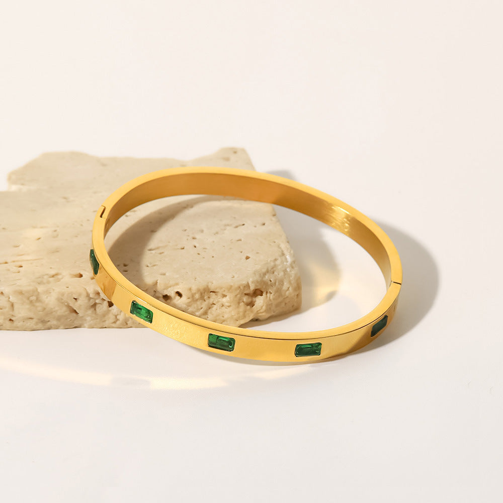 Waterproof Gold Bangle Bracelet | Hypoallergenic with Diamond Simulants 2