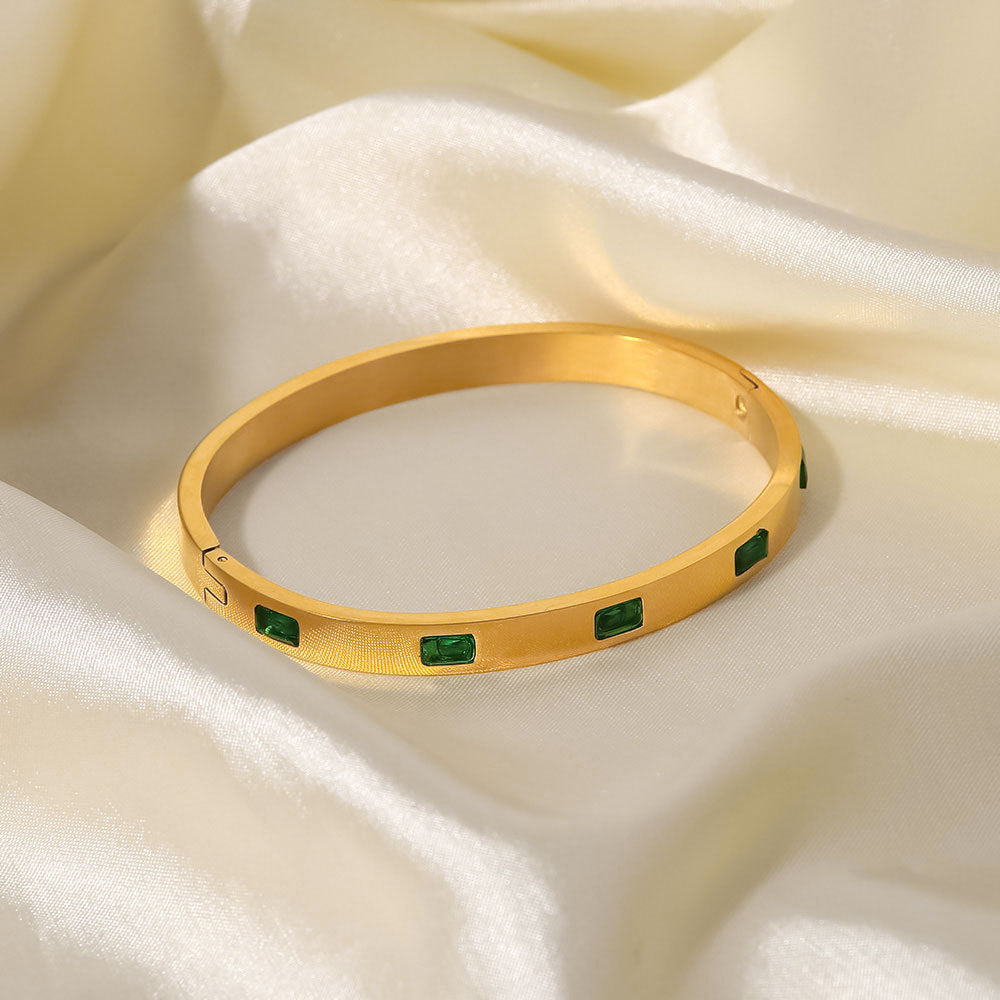 Waterproof Gold Bangle Bracelet | Hypoallergenic with Diamond Simulants 3