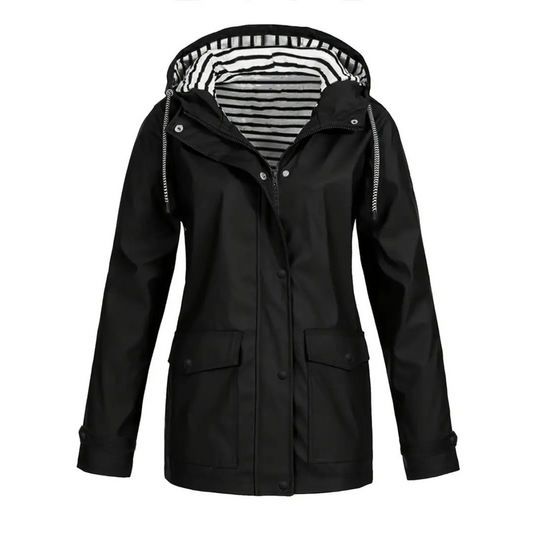 Waterproof Rain Jacket | Stylish Mid-Length Design with Adjustable Hood 0