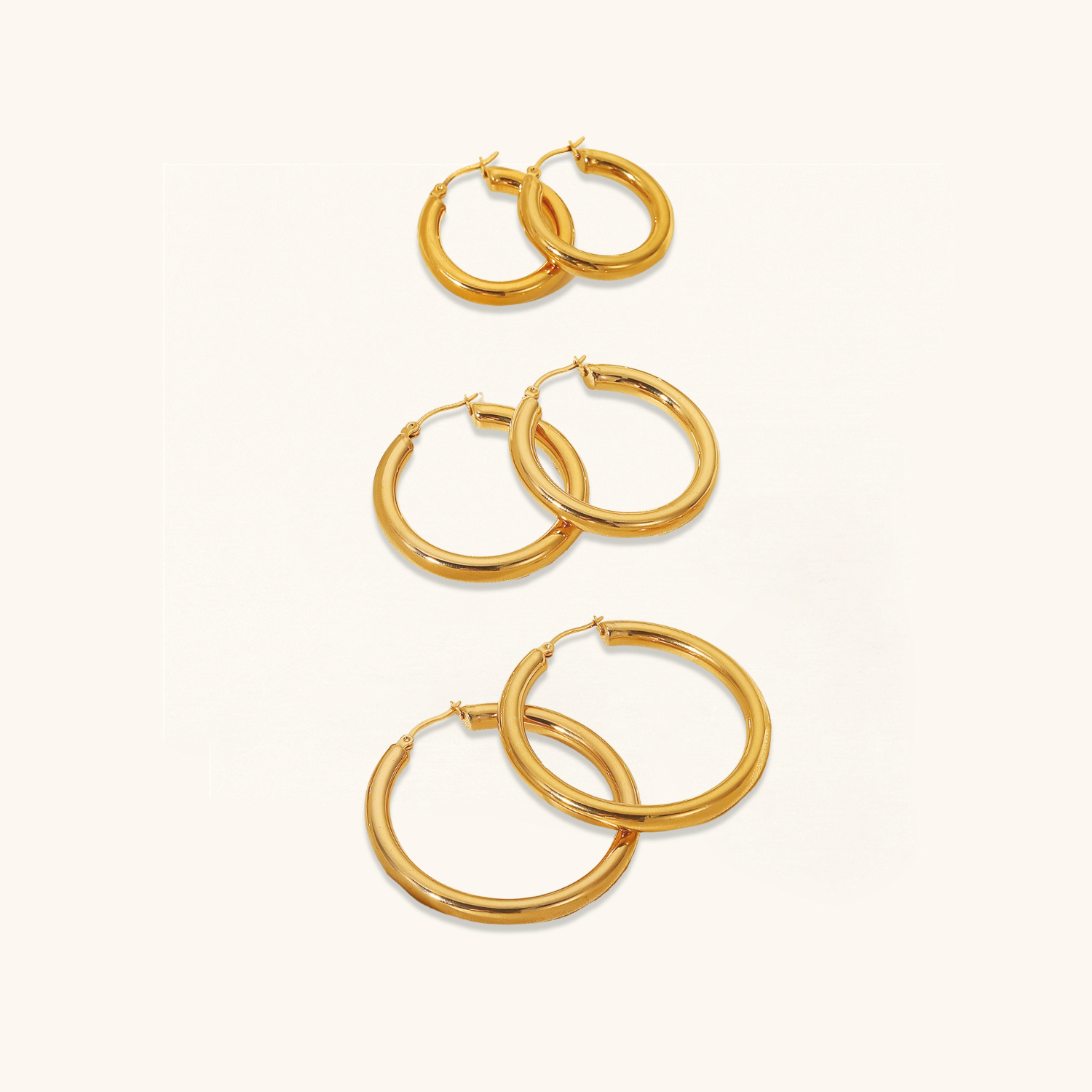 Wide Hoop Earrings | Elegant Stainless Steel-Plated 18k Gold Design 1