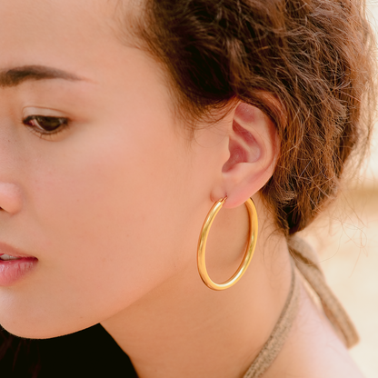 Wide Hoop Earrings | Elegant Stainless Steel-Plated 18k Gold Design 2