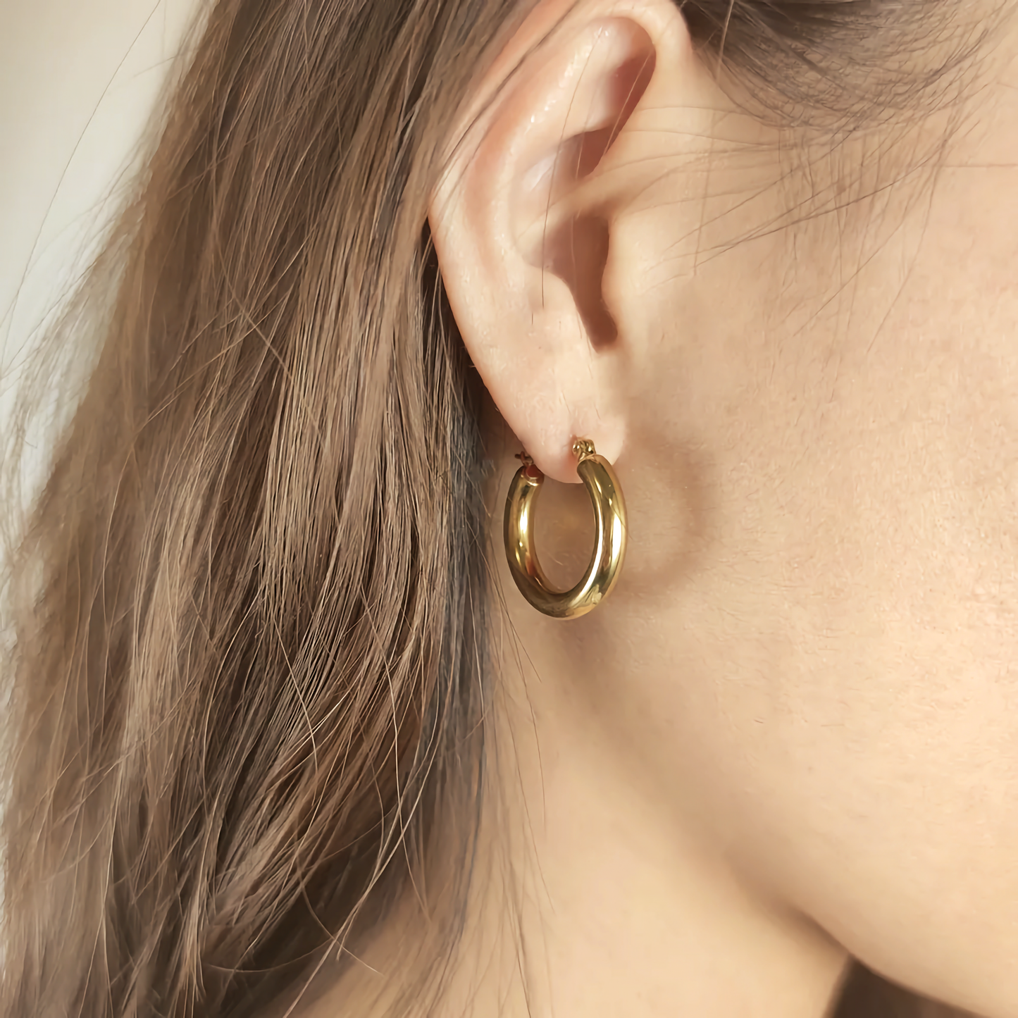 Wide Hoop Earrings | Elegant Stainless Steel-Plated 18k Gold Design 3