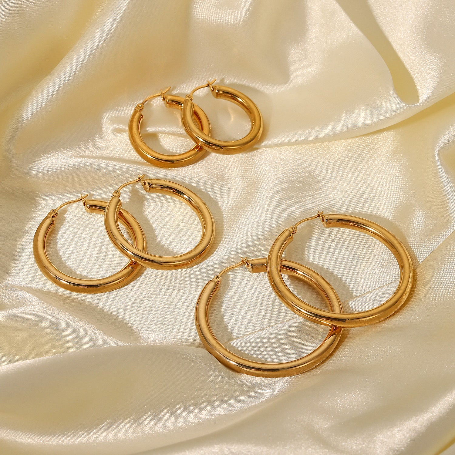 Wide Hoop Earrings | Elegant Stainless Steel-Plated 18k Gold Design 4