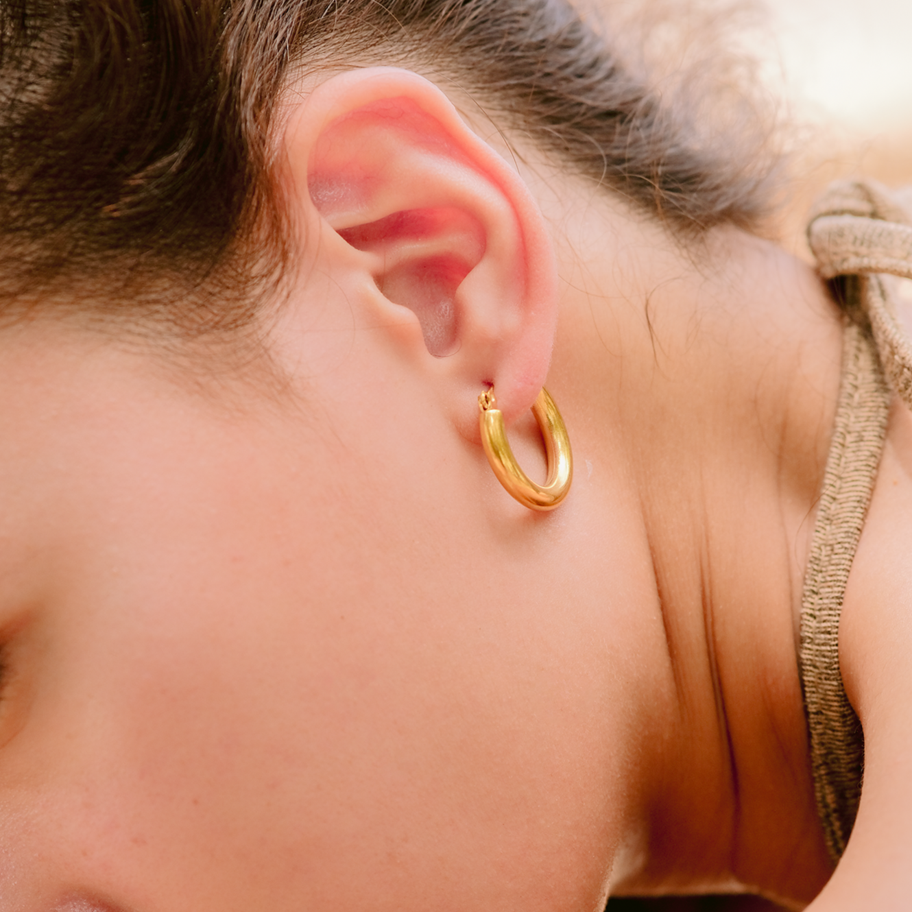 Wide Hoop Earrings | Elegant Stainless Steel-Plated 18k Gold Design 8
