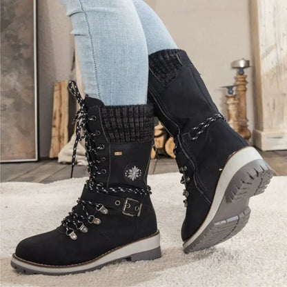 Winter Lace-Up Boots | Cozy Knitted Cuff with Non-Slip Sole 0