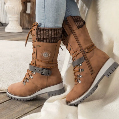 Winter Lace-Up Boots | Cozy Knitted Cuff with Non-Slip Sole 9