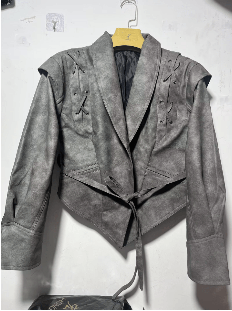 Women's Belted Vegan Winter Coat | Stylish PU Material Design 5