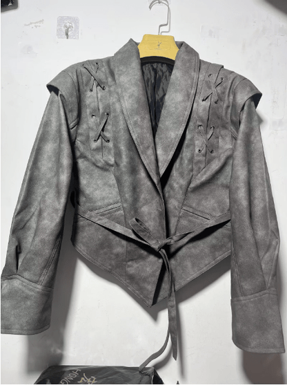 Women's Belted Vegan Winter Coat | Stylish PU Material Design 5