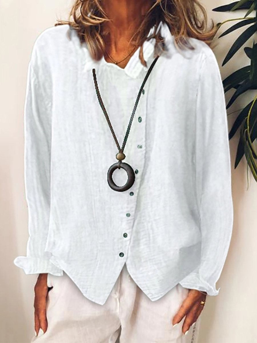 Women's Long Casual Shirt in Cotton-Linen Blend – Lightweight Relaxed Fit Blouse for Year-Round Comfort 1