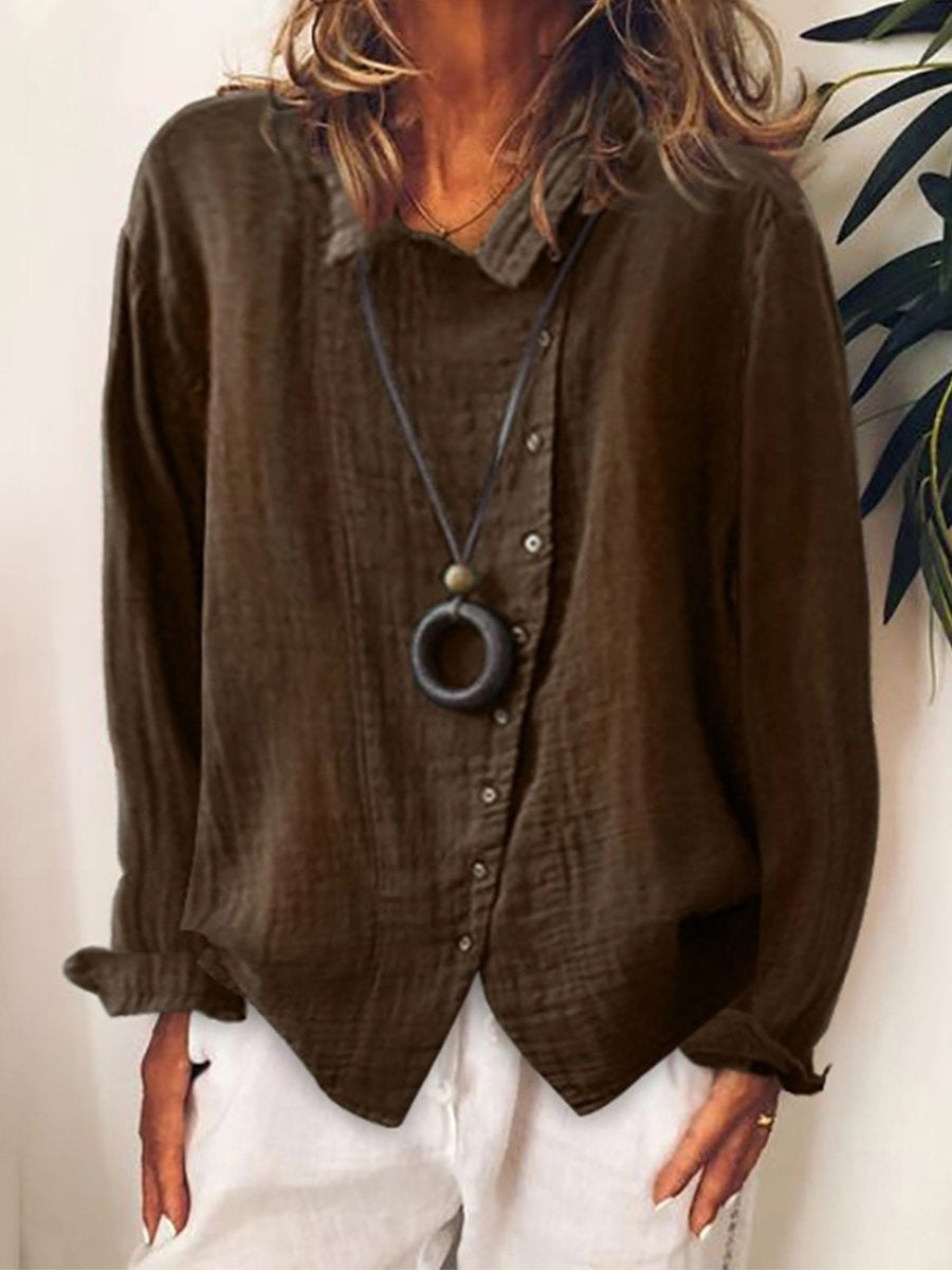 Women's Long Casual Shirt in Cotton-Linen Blend – Lightweight Relaxed Fit Blouse for Year-Round Comfort 3