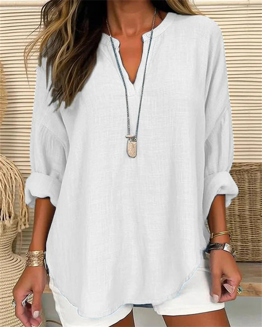 Women's Long Sleeve Shirt | Cotton Linen Blend 0