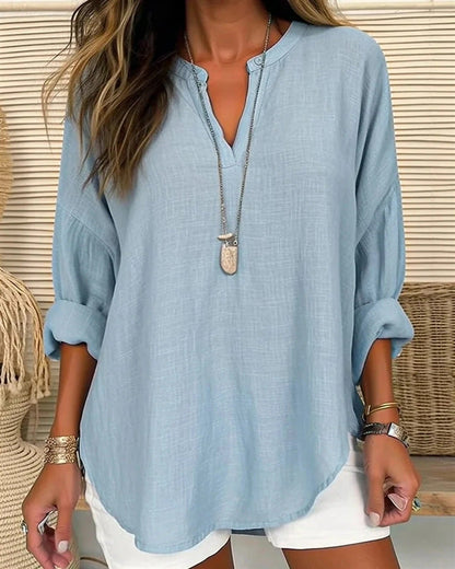Women's Long Sleeve Shirt | Cotton Linen Blend 1