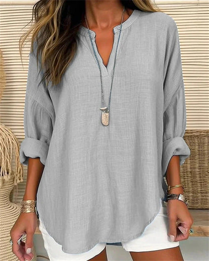 Women's Long Sleeve Shirt | Cotton Linen Blend 3