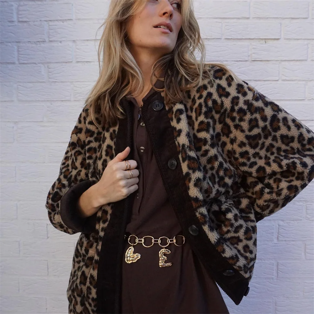 Women's O-Neck Jacket | Chic Leopard Print for Versatile Style 3