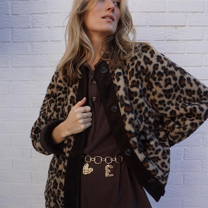 Women's O-Neck Jacket | Chic Leopard Print for Versatile Style 3