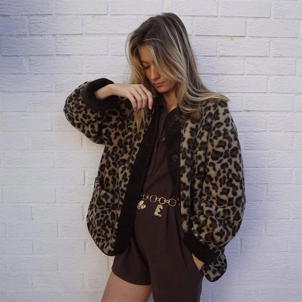 Women's O-Neck Jacket | Chic Leopard Print for Versatile Style 4