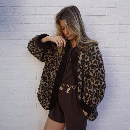 Women's O-Neck Jacket | Chic Leopard Print for Versatile Style 4
