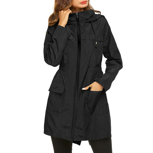 Women's Rain Jacket | Lightweight Water-Resistant Packable Design with Cinched Waist 0