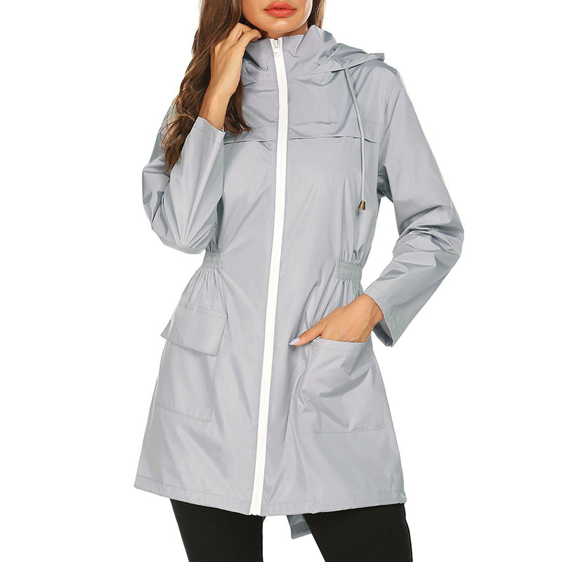 Women's Rain Jacket | Lightweight Water-Resistant Packable Design with Cinched Waist 2