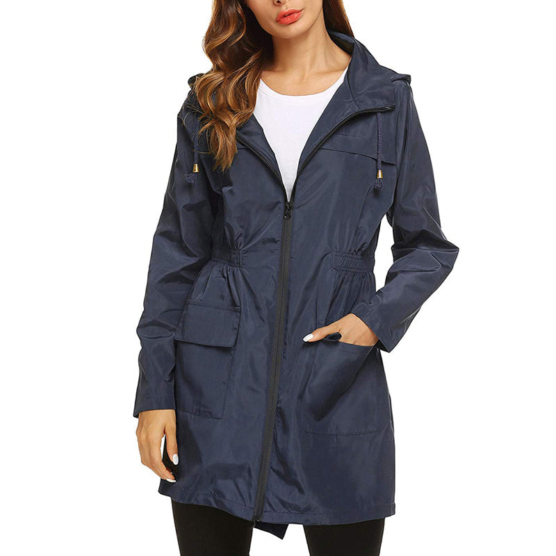 Women's Rain Jacket | Lightweight Water-Resistant Packable Design with Cinched Waist 4