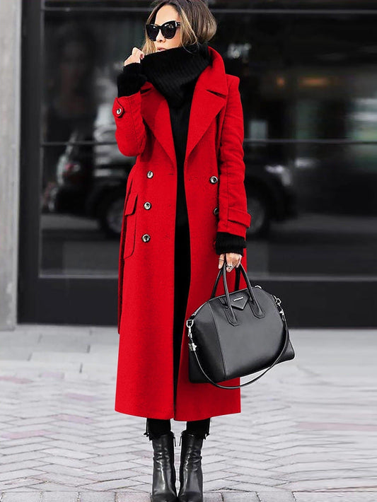Women's Tailored Wool Coat | Double-Breasted Full Length for Elegance 0