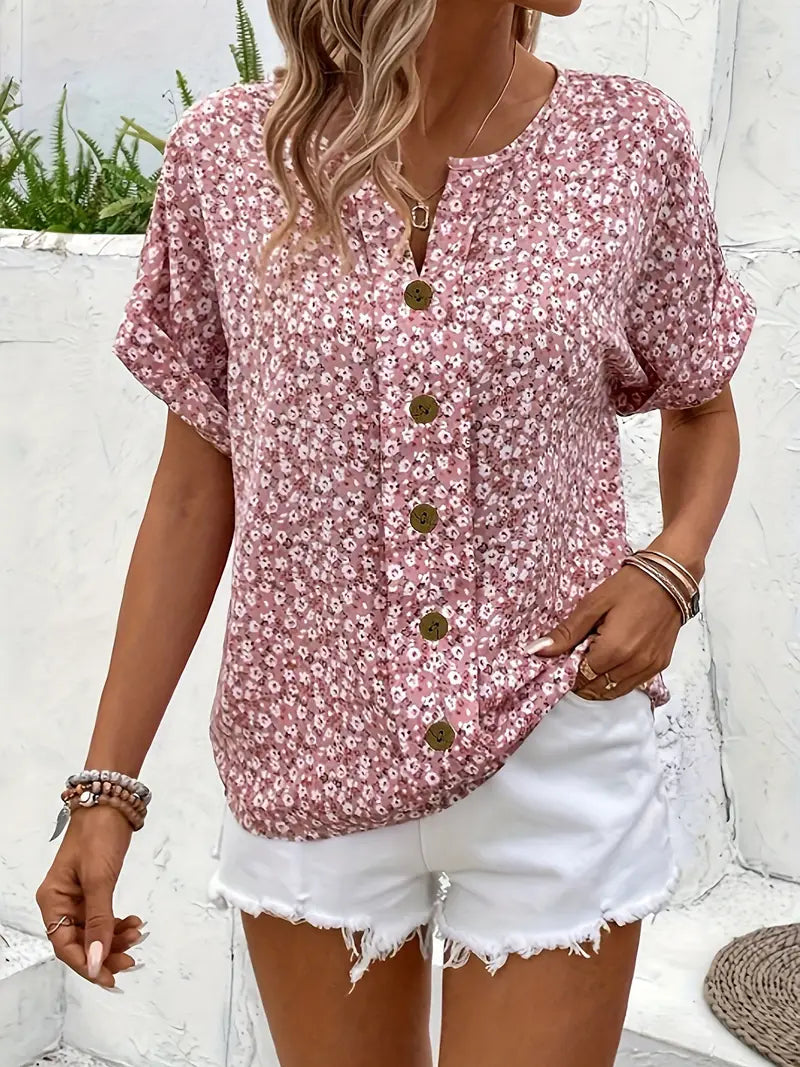 Womens Blouse | Floral Print Lightweight Flowing Summer Top 2