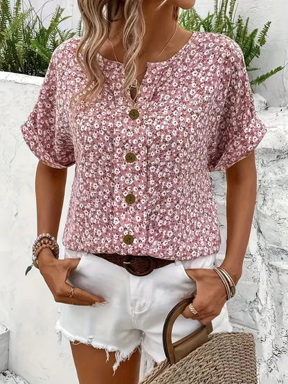 Womens Blouse | Floral Print Lightweight Flowing Summer Top 3
