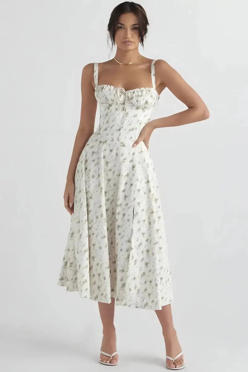 Womens Dress | Bustier Floral Print Summer Dress with Adjustable Straps 0