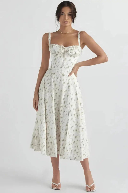Womens Dress | Bustier Floral Print Summer Dress with Adjustable Straps 0
