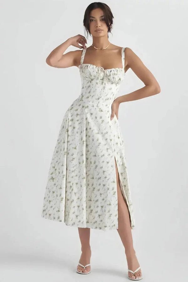 Womens Dress | Bustier Floral Print Summer Dress with Adjustable Straps 1
