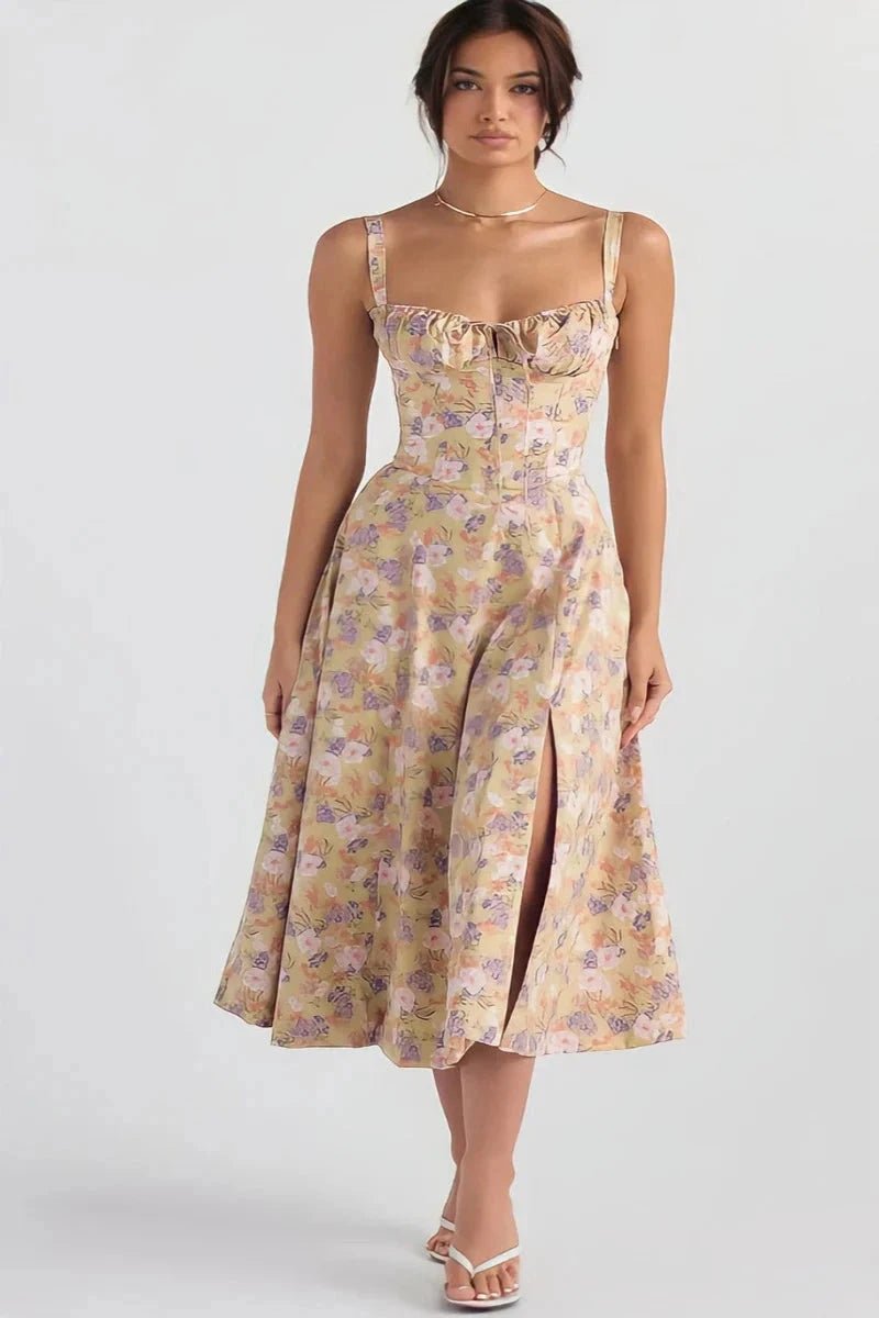 Womens Dress | Bustier Floral Print Summer Dress with Adjustable Straps 9
