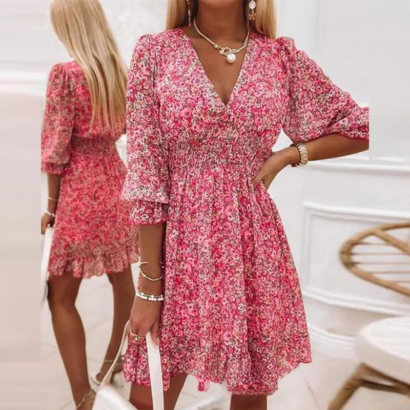Vestito floreale con balze