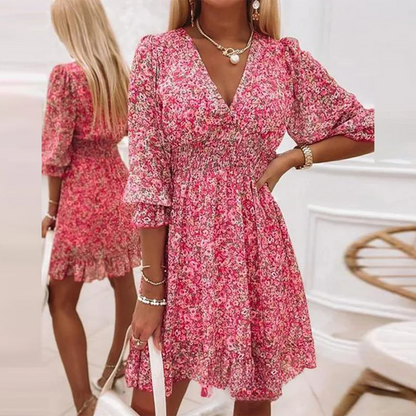 Vestito floreale con balze