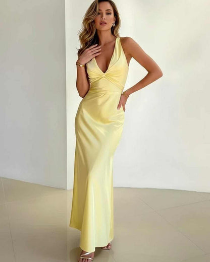 Elegant Chiffon Maxi Dress | Sleeveless Evening Gown - View 1