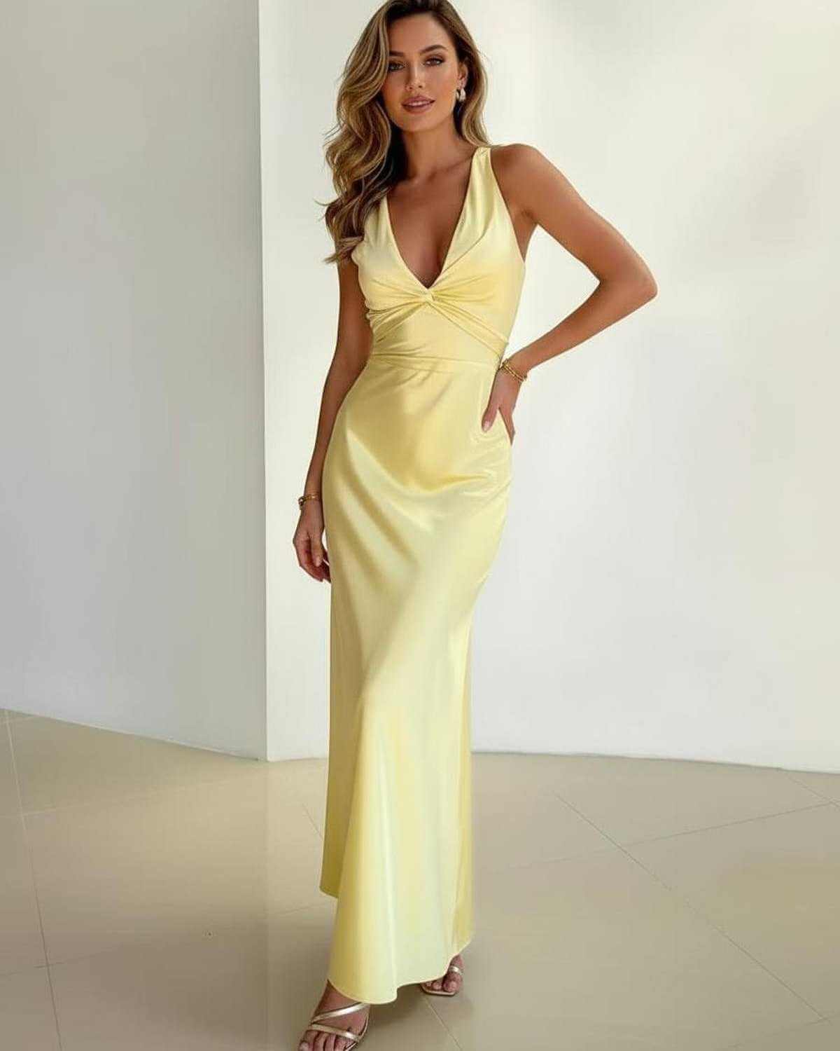 Elegant Chiffon Maxi Dress | Sleeveless Evening Gown - View 2