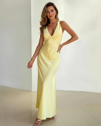 Elegant Chiffon Maxi Dress | Sleeveless Evening Gown - View 5